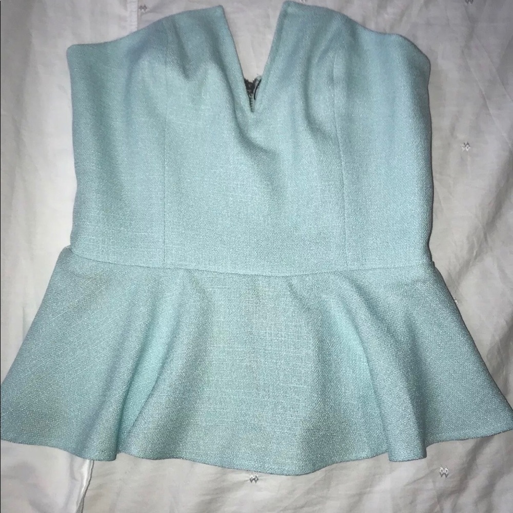 REHAB light blue linen strapless top - M